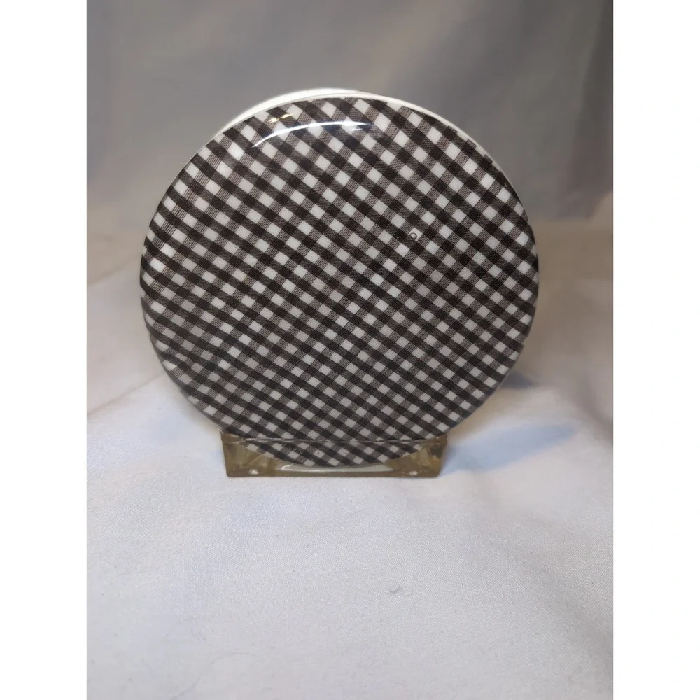 Vintage Acrylic Resin Napkin Letter Holder Brown Gingham Plaid Mod Kitchen 5.5
